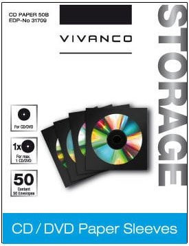 Vivanco CD/DVD Papier-Umschläge in Schwarz, 50er Pack - Bild 1