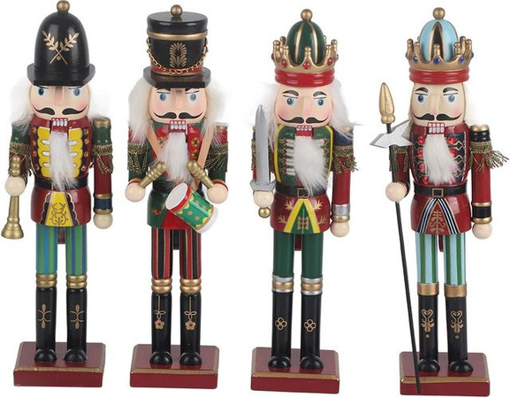 4er-Set Weihnachts-Nussknacker aus Holz in Grün und Multicolour, Höhe: 30 cm, TOMTOP JMS Dekofiguren