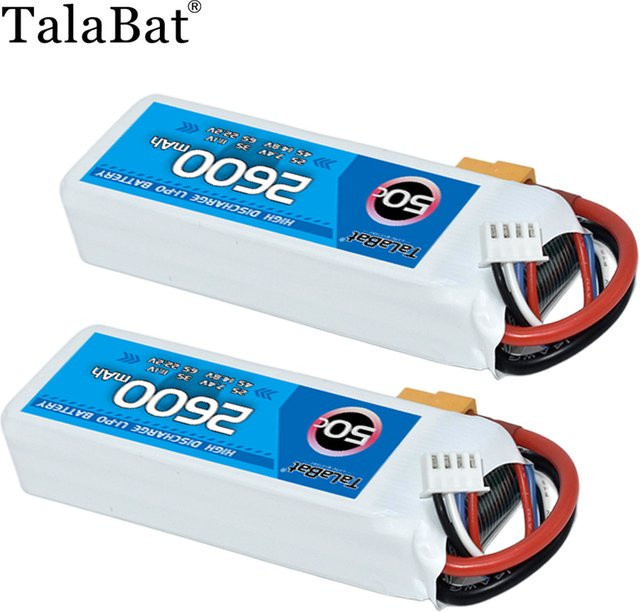 TalaBat 50C 2600mAh 11,1V Wiederaufladbare Lipo-Drohnenbatterie mit XT60-Stecker für RC-Helikopter, Quadcopter und FPV Racing Drohnen - Bild 1