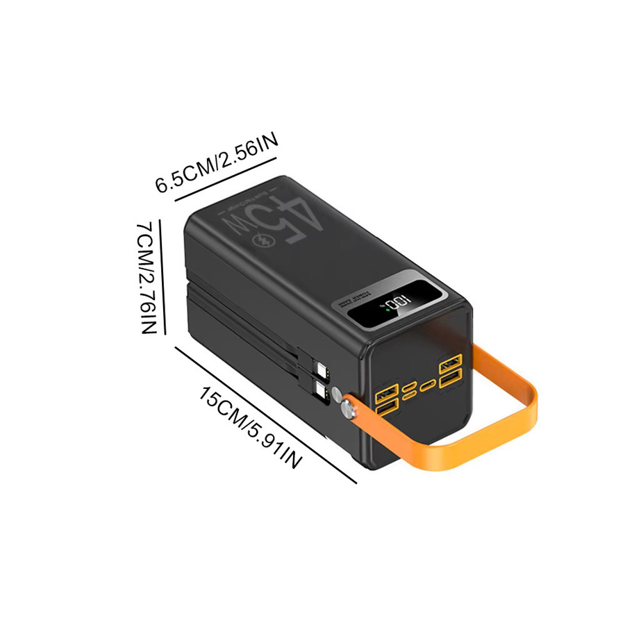 GerTong Powerbank 50000mAh mit 45W Schnellladung, digitale Anzeige und LED-Licht, Schwarz - Bild 2