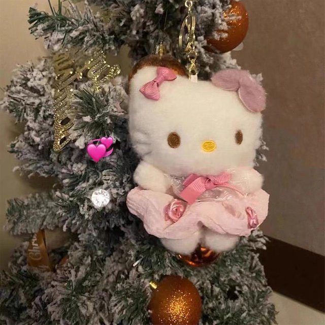 Sanrio Schlüsselanhänger Hello Kitty, Plüschpuppe, beige, Unisex - Bild 1