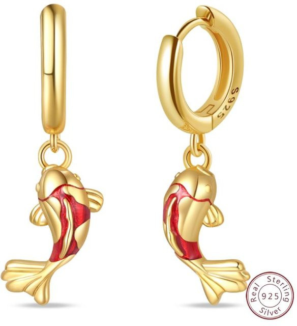 Qikaola Ohrringe, 925 Silber, Gold, Zirkonia, Damen - Bild 1