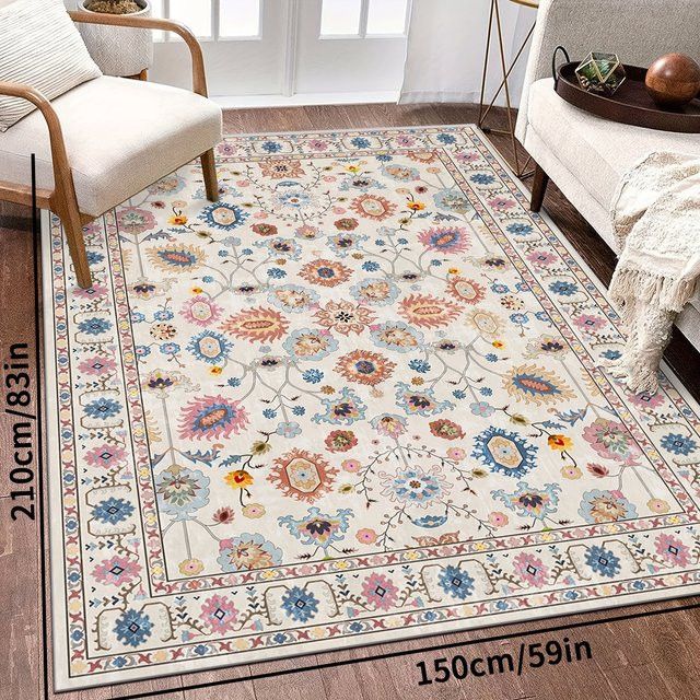 VIKAMA Boho-Vintage-Teppich weich für Wohnzimmer, Schlafzimmer und Esszimmer - Bild 1