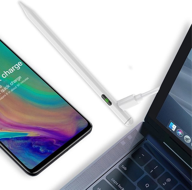 Tragbarer LED-Digital-Display Stylus-Stift für Apple iPad kompatibel mit Modellen ab 2018, Farbe: Weiß - Bild 1