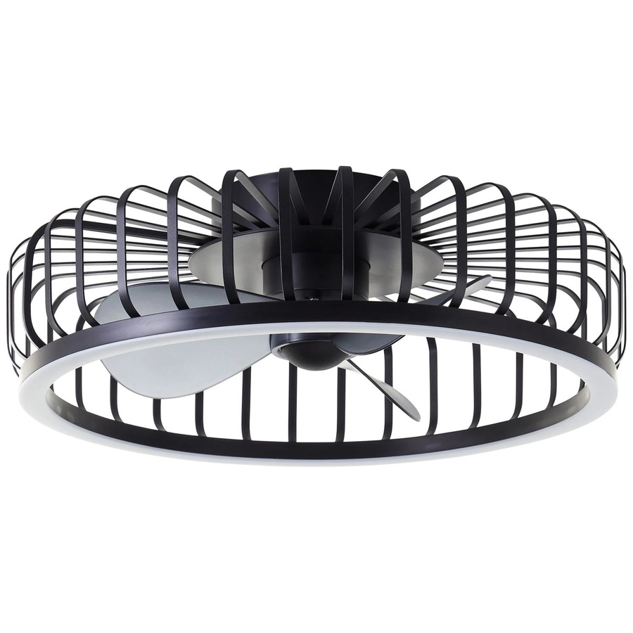 Brilliant LED-Deckenleuchte Capo mit Ventilator in Schwarz, dimmbar mit Fernbedienung, Durchmesser: 48 cm - Bild 2