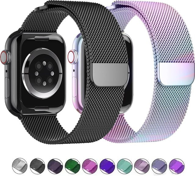 LCAPLE Uhrenarmband Milanaise, Edelstahl, Schwarz, Unisex - Bild 1