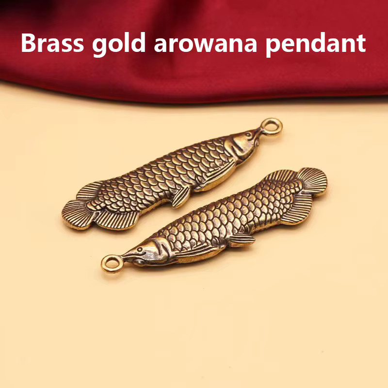 Velishy Fisch-Anhänger, Messing, Gold, Retro - Bild 2