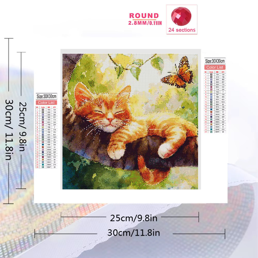 Evershine DIY Diamantmosaik Kit Katze und Schmetterling 5D Vollbohrer Stickerei in Multicolour B/H: 20 x 20 cm - Bild 2