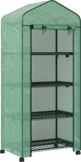 Outsunny Foliengewächshaus mit 4 Regalen und Rolle in Grün, H x B x T: 165 x 69 x 50 cm - Bild 1
