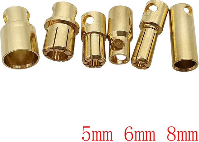 5 Paare vergoldete Bullet Bananen Stecker Männlich und Weiblich für ESC Batterie und Motor in Gold - Bild 1