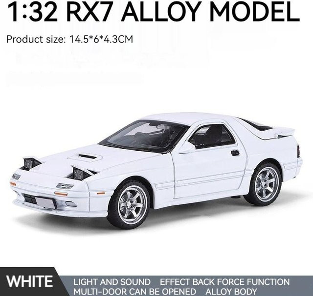 Linyi Toy Car Mazda Rx7 Rx-7 Fc Initial D, Miniaturmodell, 1:32, Metall, Sound und Licht, ab 14 Jahren - Bild 1