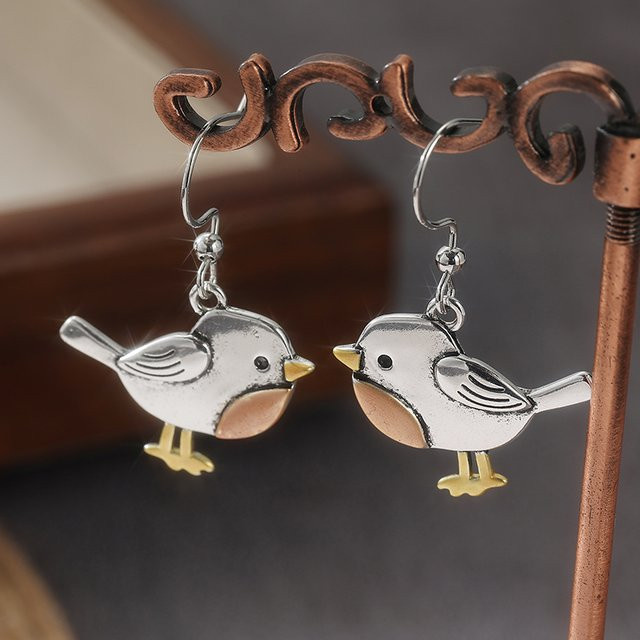 YoYo Ohrringe, Tropfen, Vogelmuster, Damen - Bild 1