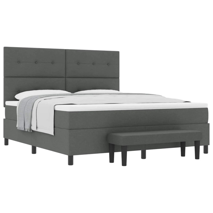 vidaXL Boxspringbett mit Matratze in Grau, Hybrid-Modell aus Stoff, B/T/H: 180 x 200 x 280 cm - Bild 2
