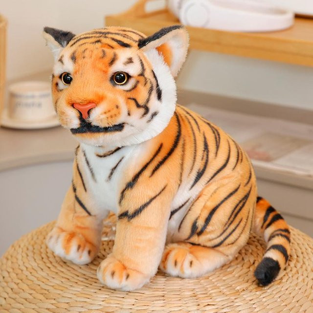 Yiran toy Sitzender Tiger Leopard Löwe, Plüschtier, 25cm - Bild 1