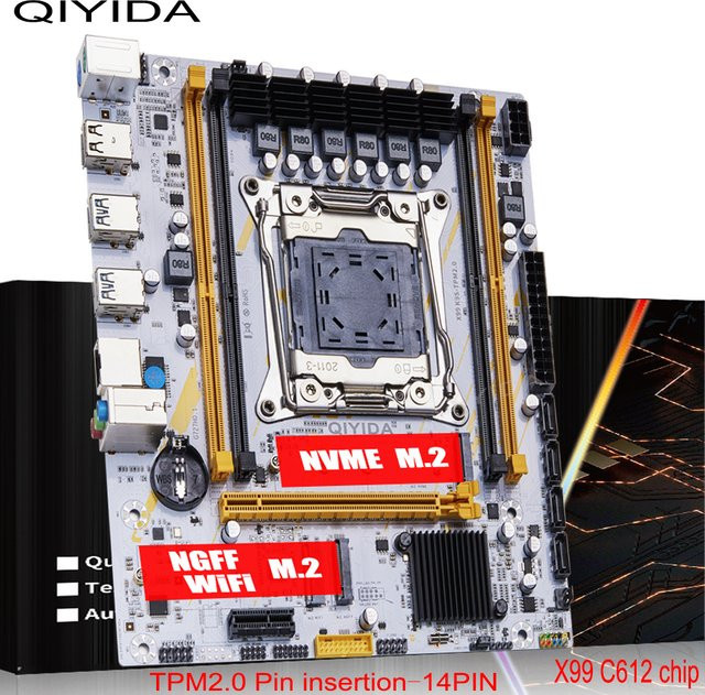 QIYIDA X99 Mainboard LGA2011-3 Sockel mit DDR4-Unterstützung, NVMe M.2 NGFF und WIFI für Xeon E5 V3 V4 Prozessoren - Bild 1