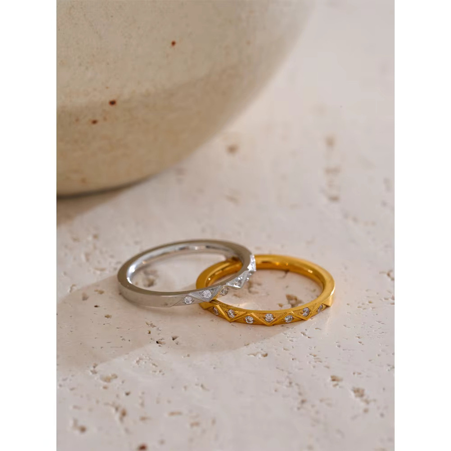 Yhpup Ring Edelstahl, Zirkonia, Unisex - Bild 2