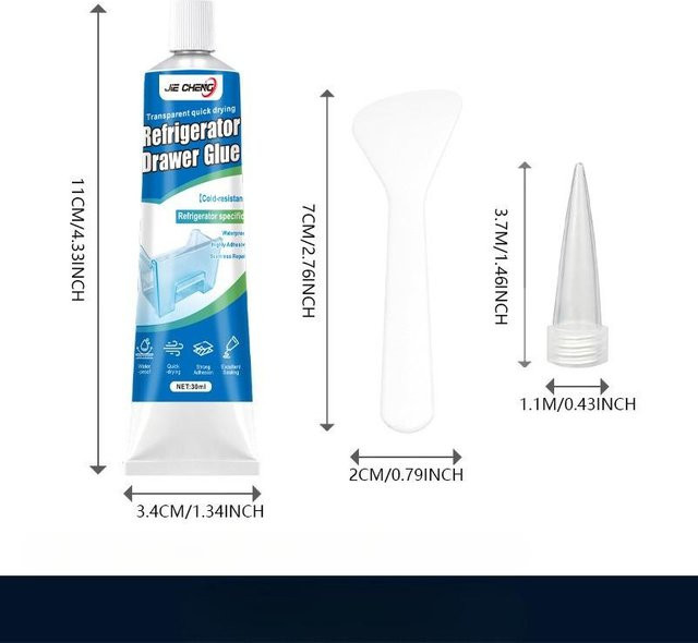 Lucky Black Cat Kühlschrank Reparaturkleber, wasserdichter und kältebeständiger Klebstoff für Kunststoff und Glas, 30 ml, transparent - Bild 1