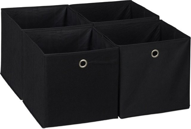 Relaxdays Faltbox 4er Set aus Polyester in Schwarz, B/T/H: 30 x 30 x 30 cm - Bild 1