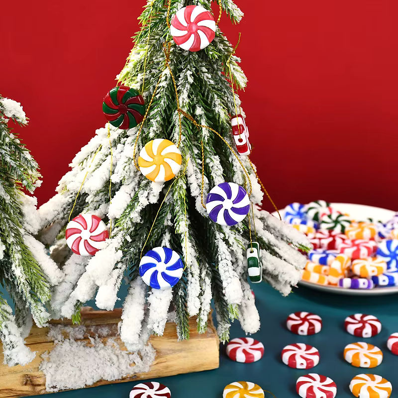 Bunter Lutscher als Hängeornament aus Kunststoff für Weihnachtsbaum und Neujahrsdekoration, mehrfarbig und rund - Bild 5