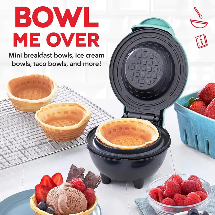 Donirt Mini-Waffelschalen-Maker in Blau und Türkis für Eierkuchen, Eiscreme und Eierrollen - Bild 2