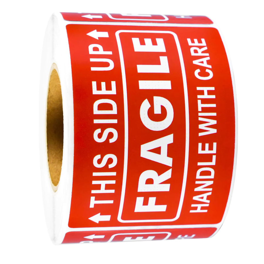 Handle with Care Warnaufkleber für zerbrechliche Pakete, 300 Blatt pro Rolle, Maße: 5,08 x 7,62 cm - Bild 2