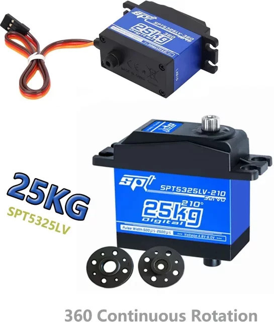 Stemedu Digitalservo, 25 kg, 360 Grad kontinuierliche Drehung, Metallgetriebe, Doppelachsen-Servos - Bild 1