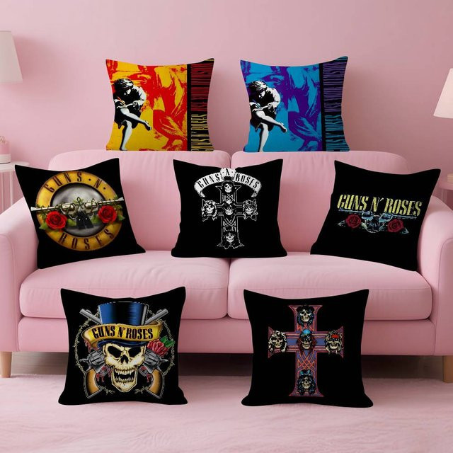 Personalisierter Kissenbezug G-Guns N Roses Rockmusik Dekoration, quadratisch, mehrfarbig, Breite: 30 cm, Höhe: 30 cm - Bild 1