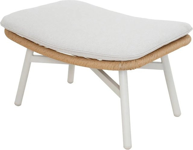 ebuy24 Bille Hocker mit Kissen in Beige aus Rattan und Metall für den Außenbereich - Bild 1
