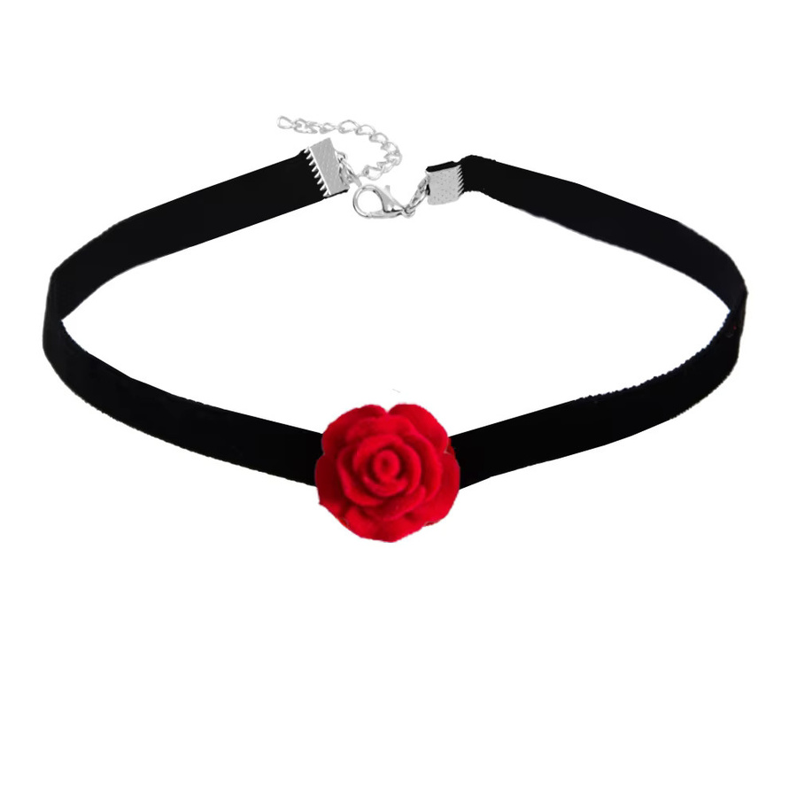 Halskette Blume Rose, Messing, Schwarz, Damen - Bild 2