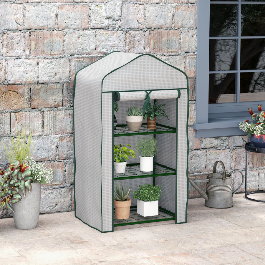 Aosom Outsunny Garten-Gewächshaus mit 3 Etagen, weiß, B/T/H: 59 x 39 x 127 cm - Bild 2