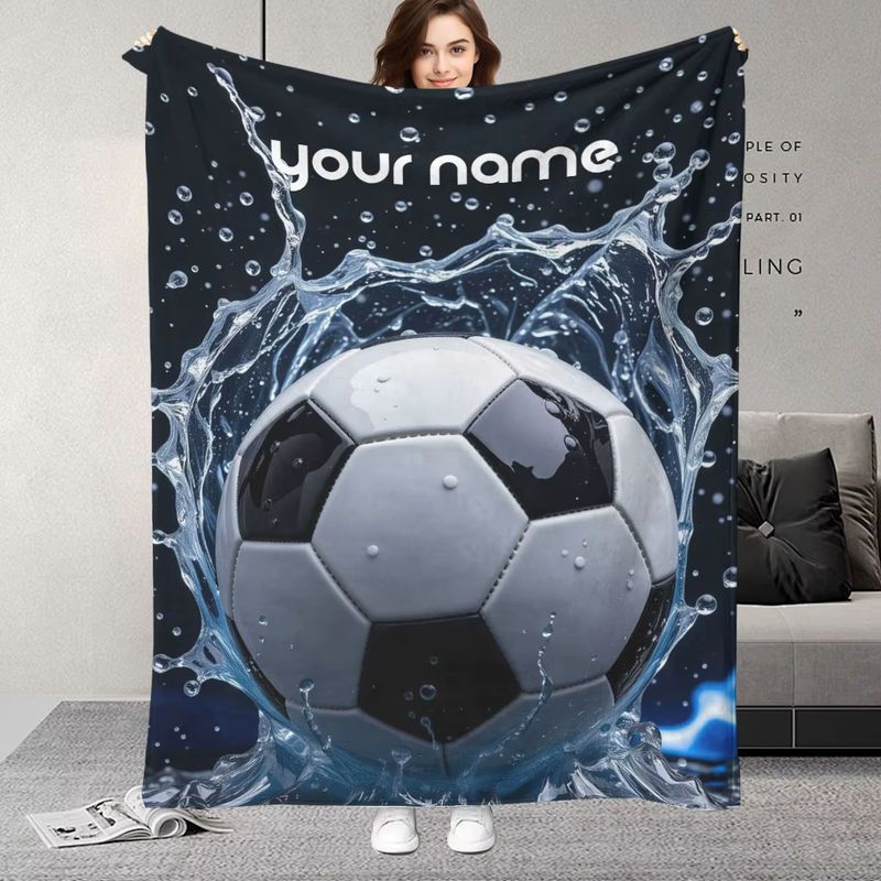 ZIZ Flanelldecke mit Fußballmuster für Sofa, Bett oder Camping - Bild 2