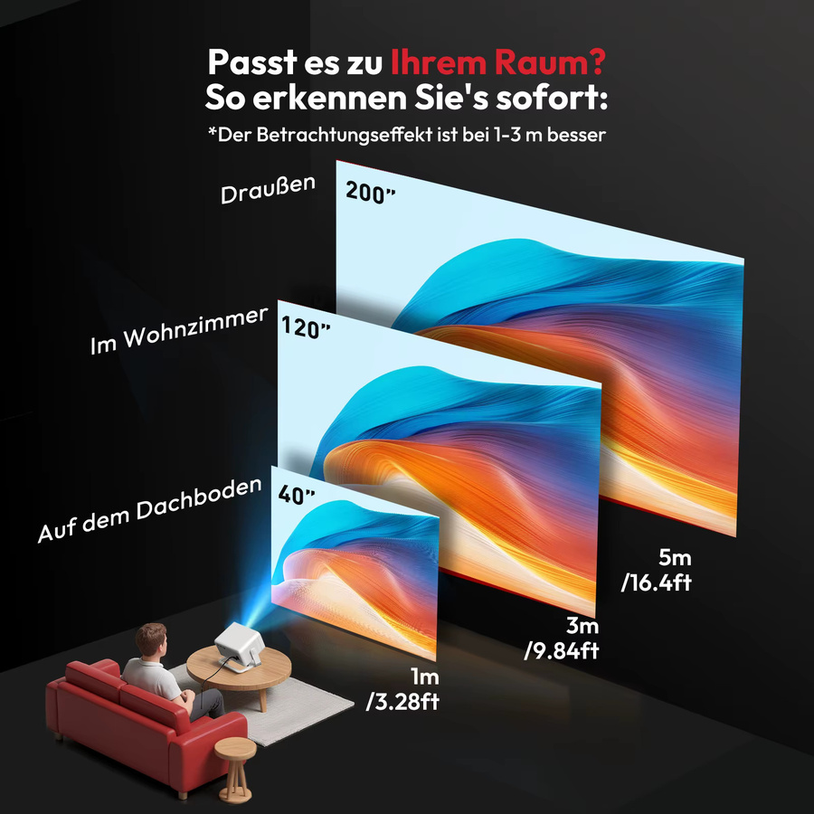 XGODY A6/N6 Pro 4K UHD Beamer mit 700 ANSI, Android, 1 GB RAM + 32 GB Speicher, Autofokus, Keystone-Korrektur, Gimbal und Wifi6 in Weiß - Bild 7