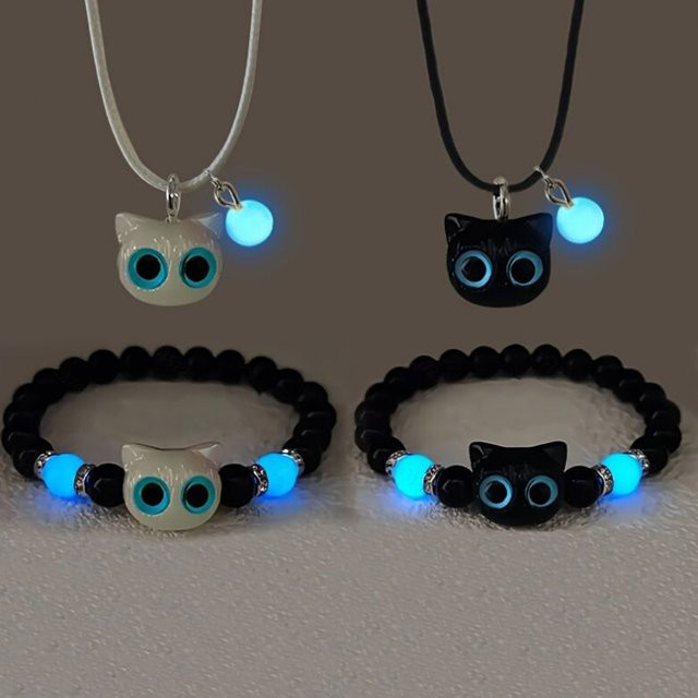 konminry Armband, Acryl, Perle, Schwarz, Weiß, Unisex - Bild 1