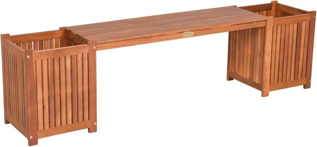 DELUKE Pflanzbank OSLO aus Akazie, Natur geölt, Braun, B/T/H: 150 x 40 x 30 cm - Bild 1