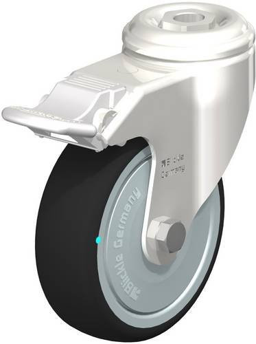 Blickle Lenkrolle LKRXA-PATH 101KFD-FI mit Feststeller, Farbe Grau, Edelstahl und Kunststoff, Rad-Durchmesser: 100 mm, Tragfähigkeit: 120 kg - Bild 1