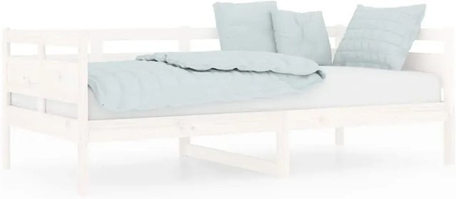 vidaXL Tagesbett aus Massivholz Kiefer in Weiß, B/T/H: 193,5 x 96,5 x 66,0 cm - Bild 1