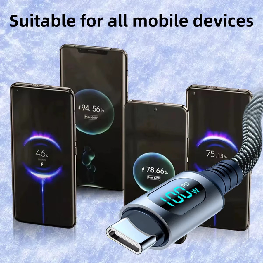 NNBILI USB-A auf USB-C Ladekabel, 120W 6A Schnellladekabel in Schwarz - Bild 5