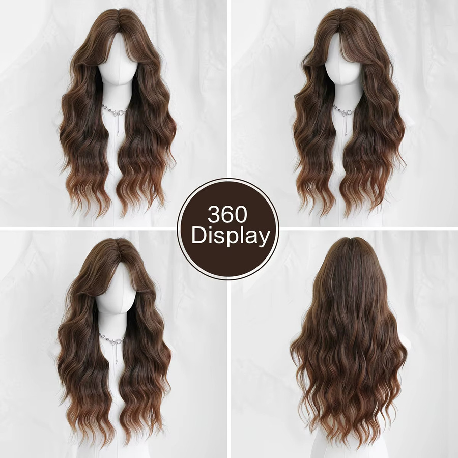 7JHH WIGS Perücke, lange Wasserwelle, Ombre, karamellbraun, Damen - Bild 4
