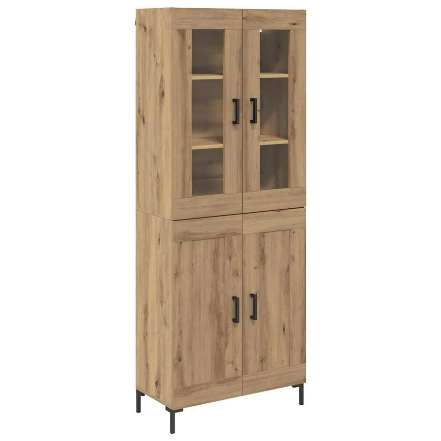 vidaXL Highboard 2-teilig Artisan Eiche mit Glastüren, B/T/H: 69,5 x 34 x 180 cm - Bild 2