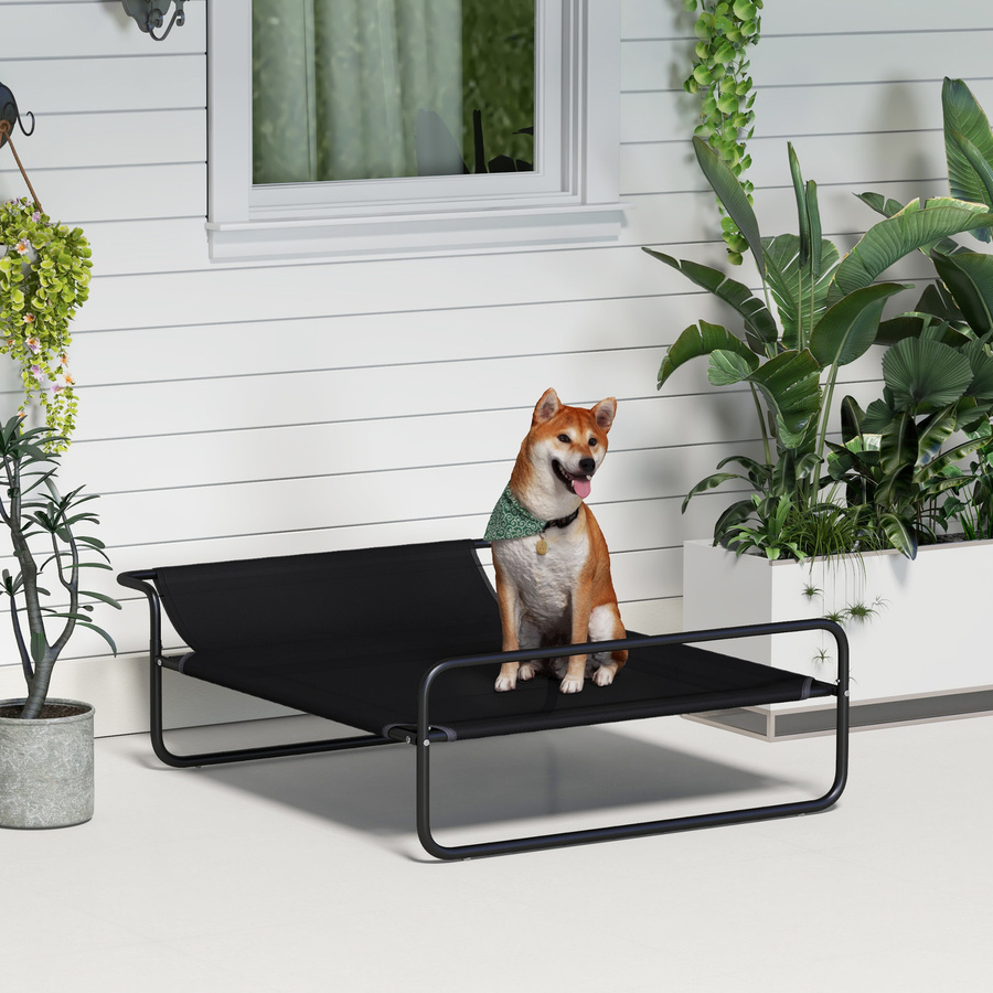 PawHut Erhöhtes Hundebett mit Textilene-Netz und Metallrahmen in Schwarz, B/T/H: 106 x 81 x 33 cm - Bild 2