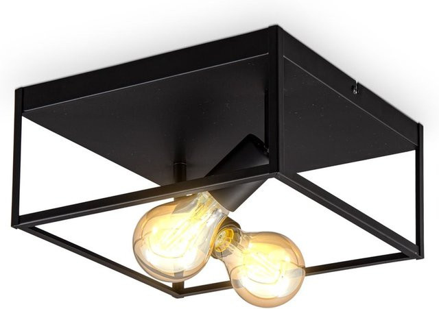 B.K.Licht Deckenleuchte in Schwarz mit 2 x E27 Fassungen aus Metall - Bild 1