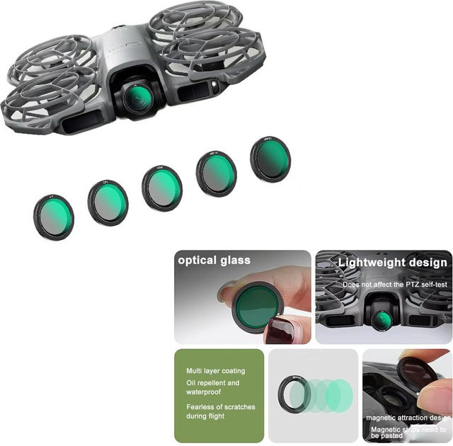 DJI NEO 2 ND & CPL Filter Set mit UV, ND8, ND16, ND32 und CPL Filtern für Drohnen-Kameraobjektive - Bild 1