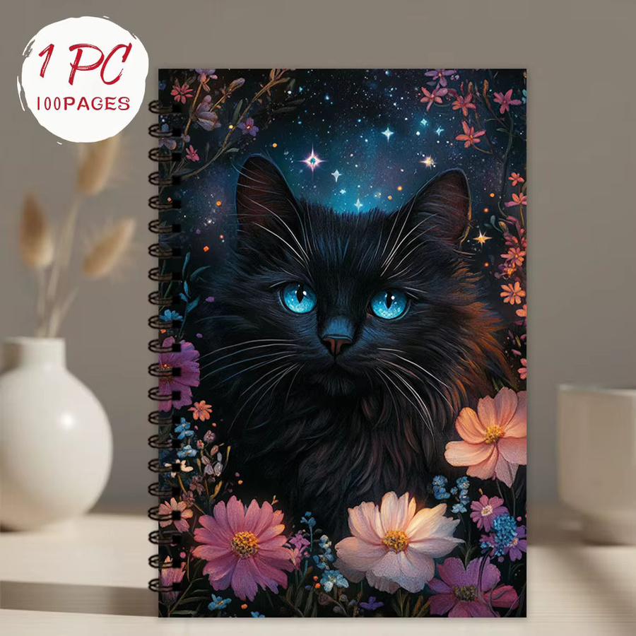 Notizbuch mit Blumen- und Katzenmotiv als Tagebuch mit linierte Seiten, Softcover in Multicolour für Damen und Herren - Bild 5