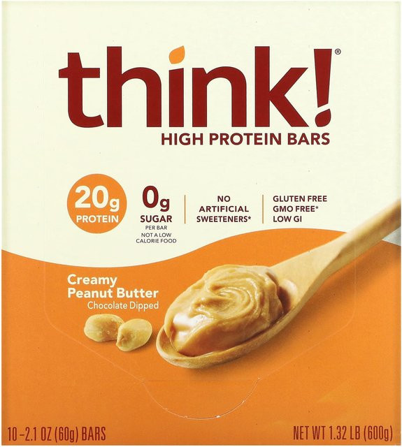 Denken! High Protein Riegel Cremige Erdnussbutter 10 x 60 g - Bild 1