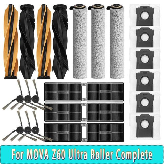 OSSIEAO Ersatzzubehör-Set für MOVA Z60 Ultra Roller mit Hauptseitenbürste, Filter, HEPA-Roller und Wischtuchbeutel, multicolour - Bild 1