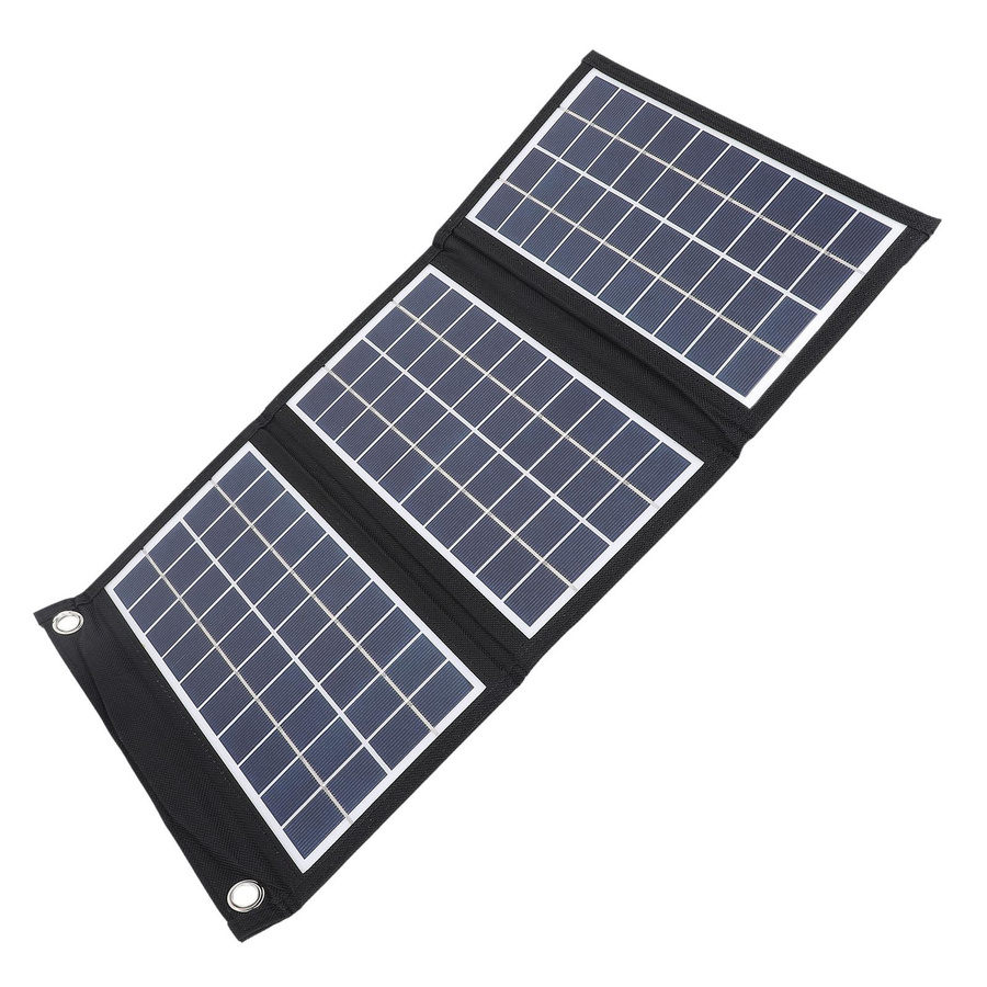 Fishine Faltbares Solarladegerät mit Dual-USB-A Anschlüssen, 21W, Monokristallines Silizium, Wasserabweisend, Schwarz, Tragbar - Bild 3