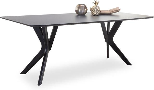 Esstisch MONDO TESORO in Grau mit HPL-Tischplatte und Buche-Elementen, B/T/H: 100 x 100 x 75 cm - Bild 1