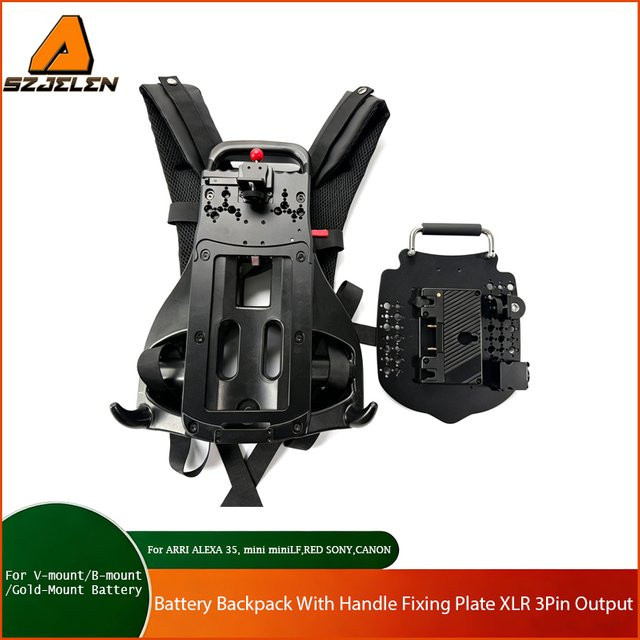 SZJELEN Akku-Rucksack in Schwarz mit Befestigungsplatte und XLR 3-Pin-Ausgang für V-Mount, B-Mount und Gold-Mount Kameras wie ARRI ALEXA 35, mini LF, RED, SONY und CANON - Bild 1