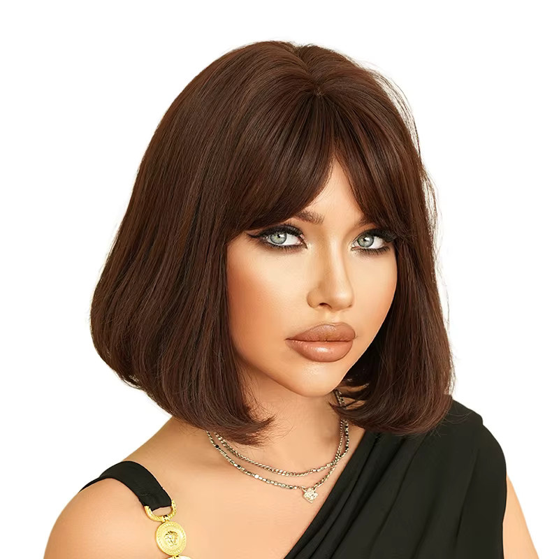 7JHH WIGS Perücke Damen, Bob-Perücke, Mokkabraun, Synthetisch - Bild 6