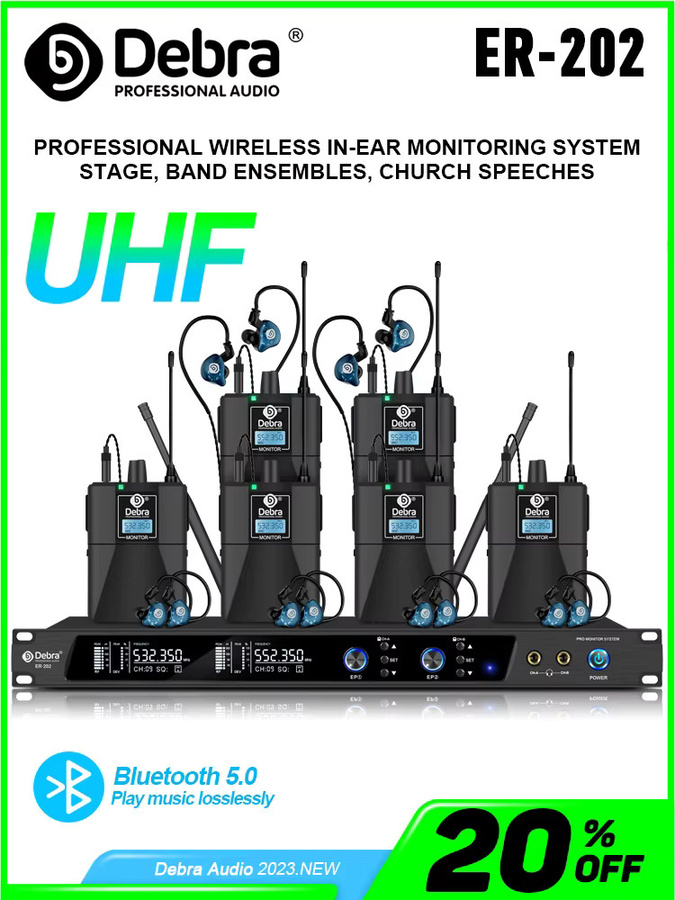Debra ER-202 UHF Funk-In-Ear-Monitor-System mit mehreren Sendern in Schwarz - Bild 7